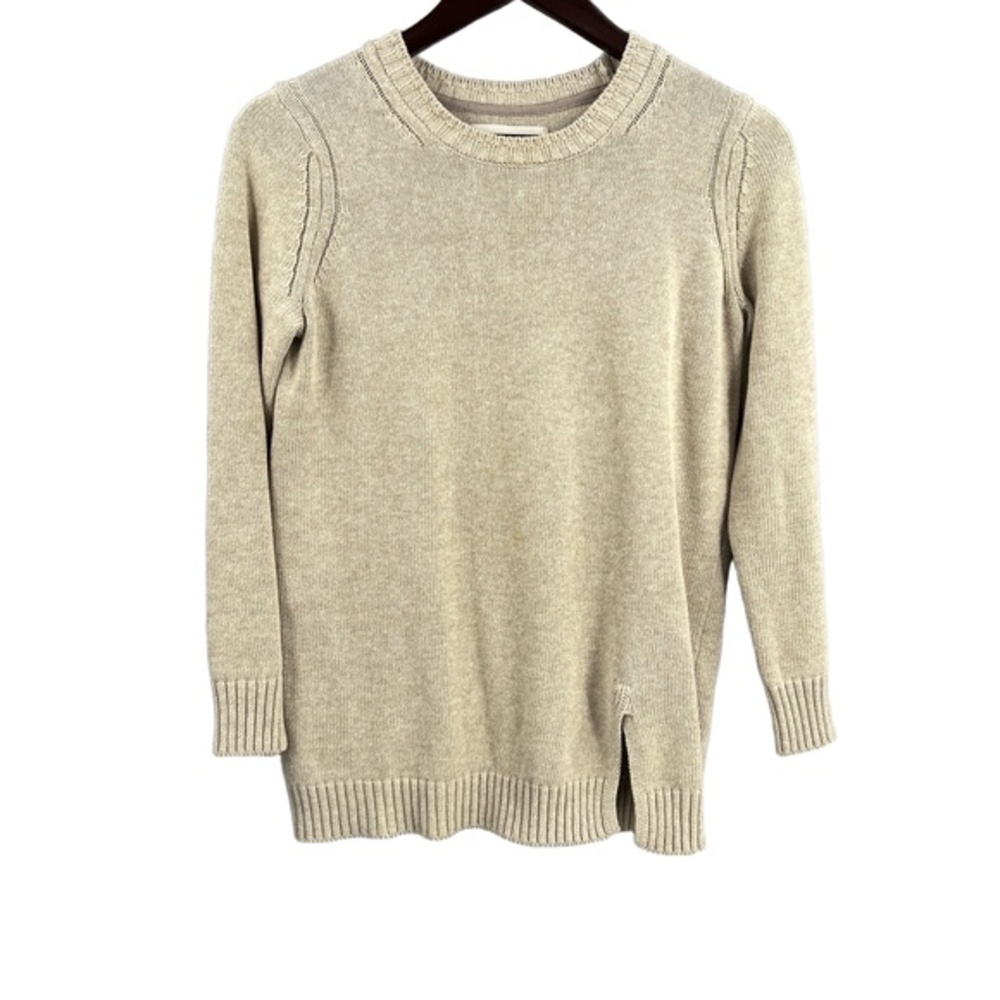 Brochu Walker Sweater Linen Cotton Blend Beige Pullover‎ Lux Minimalist Size XS